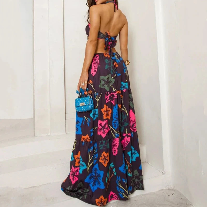 Women's Fashion Printing Leisure  Long Dress