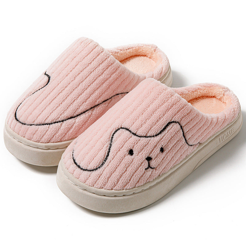 Indoor Couple Non-slip Floor Bedroom Slipper Winter Warm Plush House Shoes Women Men