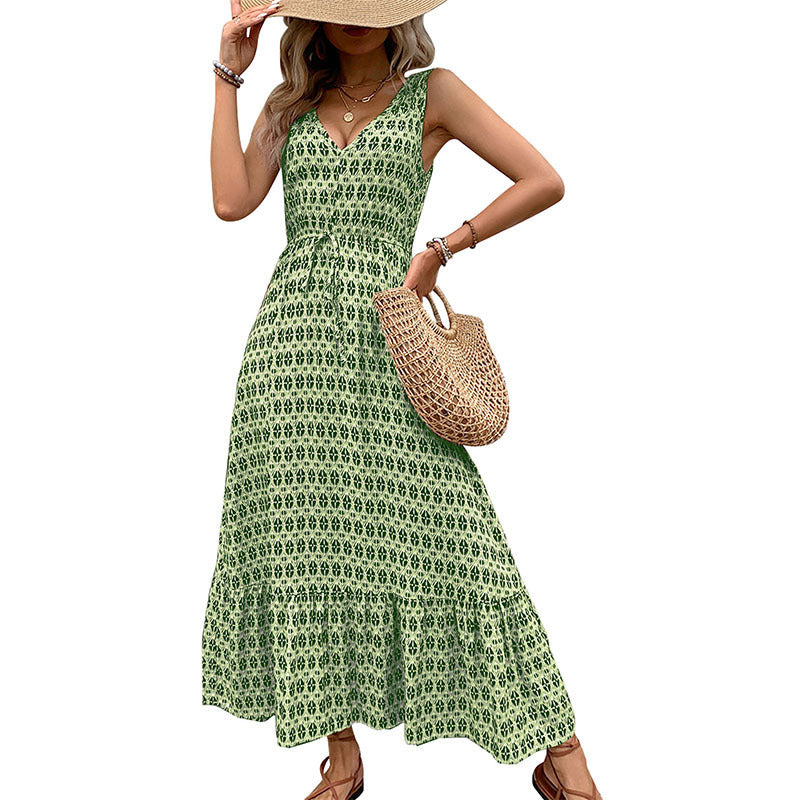 Women's Rhombus Prints Sleeveless Dress