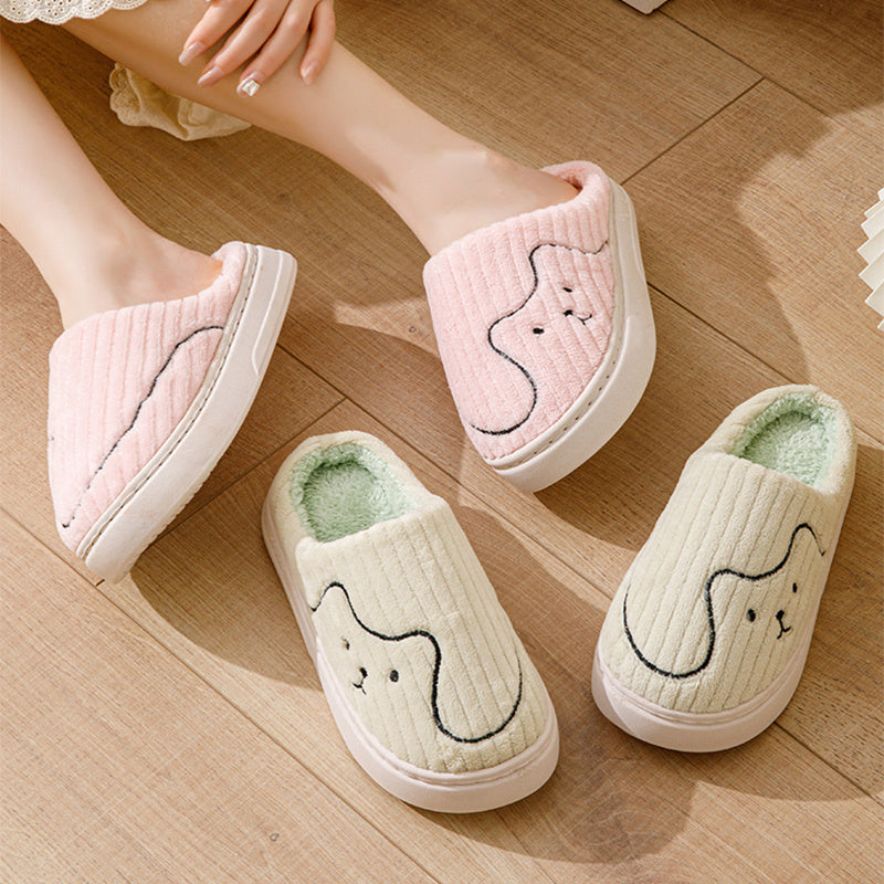 Indoor Couple Non-slip Floor Bedroom Slipper Winter Warm Plush House Shoes Women Men