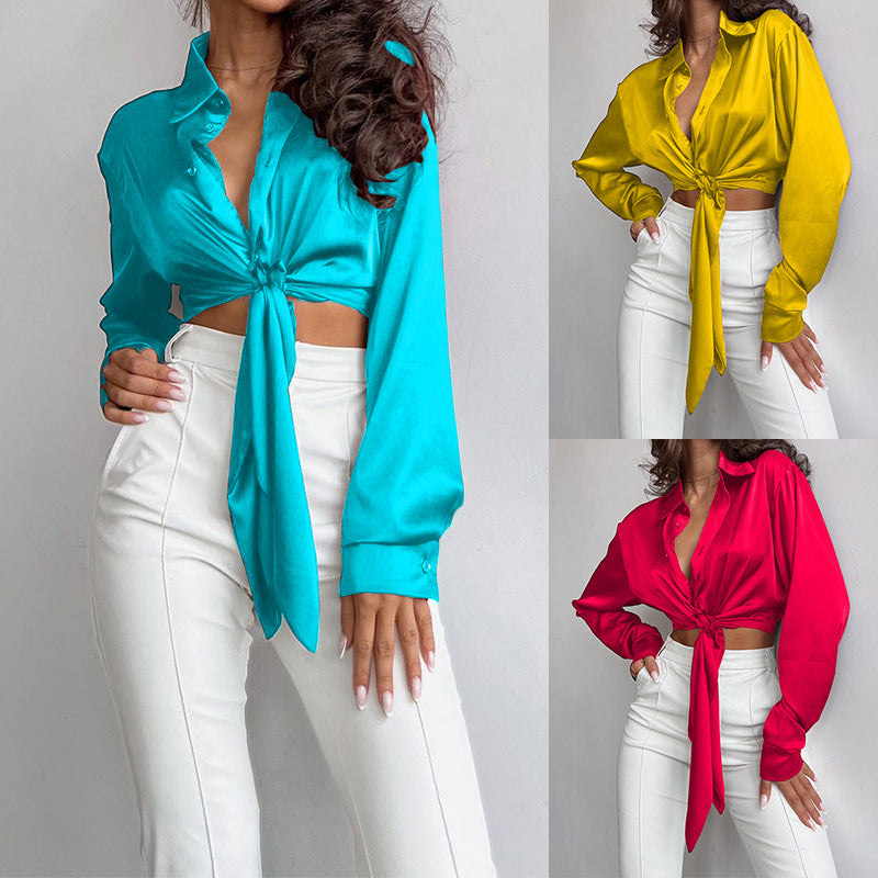 Women's long sleeve cropped shirt