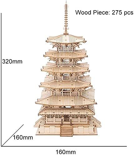 Robotime Five-storied Pagoda 3D Wooden Puzzle Toys For Children Kids Birthday Gift TGN02