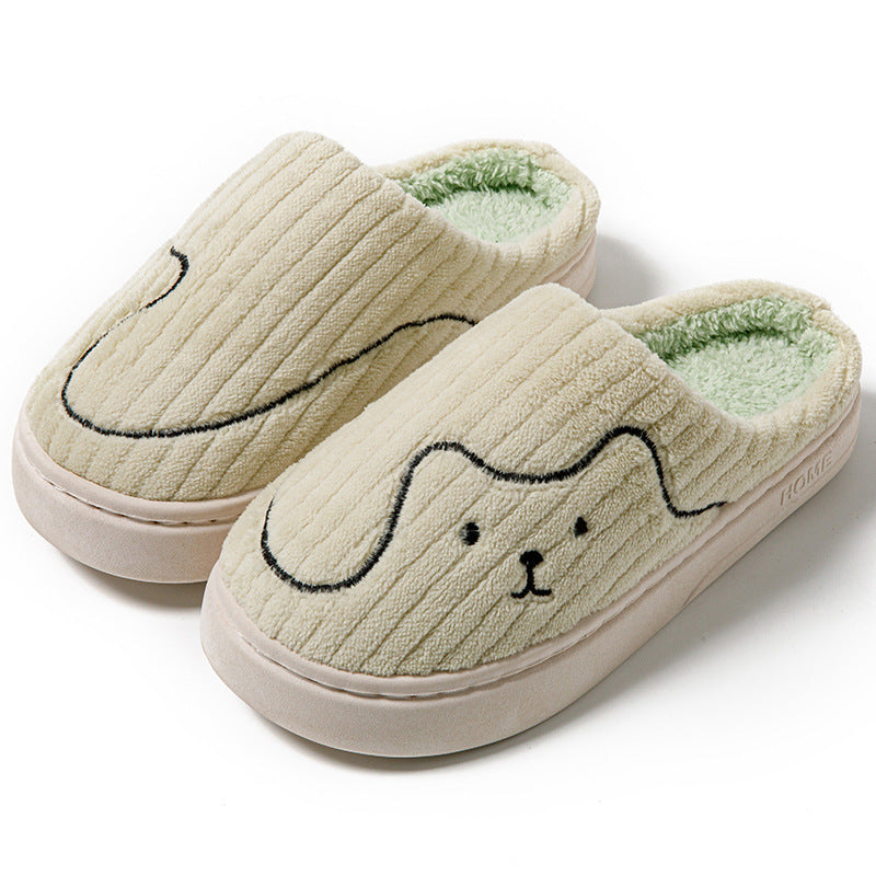 Indoor Couple Non-slip Floor Bedroom Slipper Winter Warm Plush House Shoes Women Men