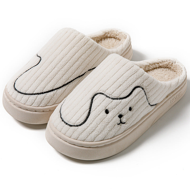 Indoor Couple Non-slip Floor Bedroom Slipper Winter Warm Plush House Shoes Women Men