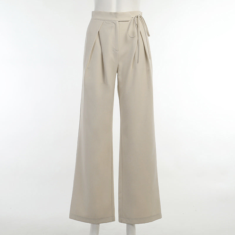 Knitted Casual Sports Trousers High Waist Loose Straight Wide Leg