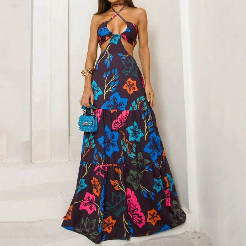 Women's Fashion Printing Leisure  Long Dress