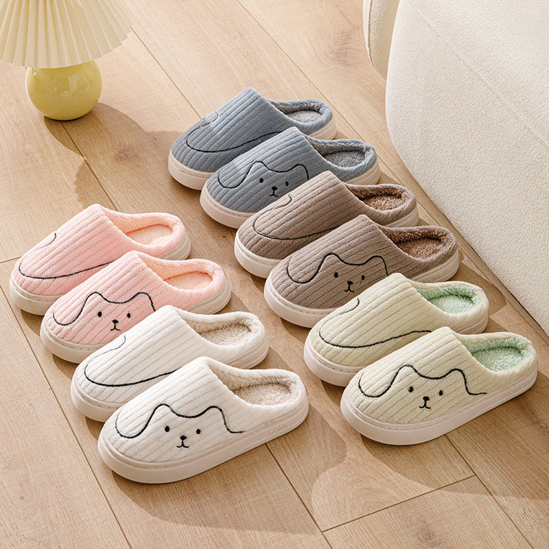 Indoor Couple Non-slip Floor Bedroom Slipper Winter Warm Plush House Shoes Women Men