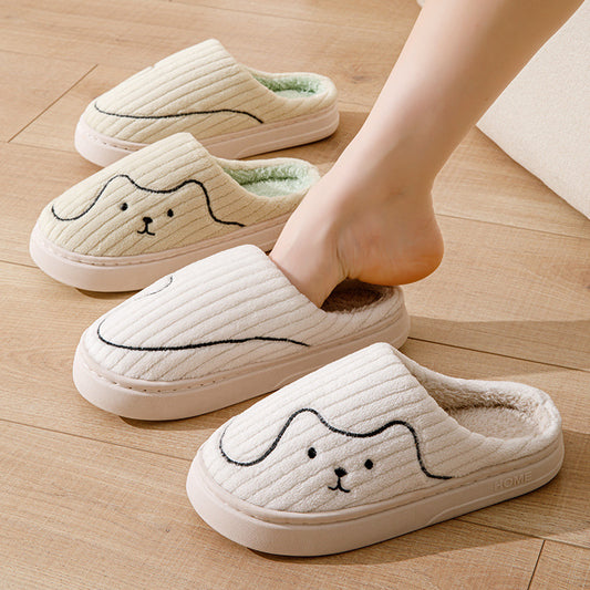 Indoor Couple Non-slip Floor Bedroom Slipper Winter Warm Plush House Shoes Women Men