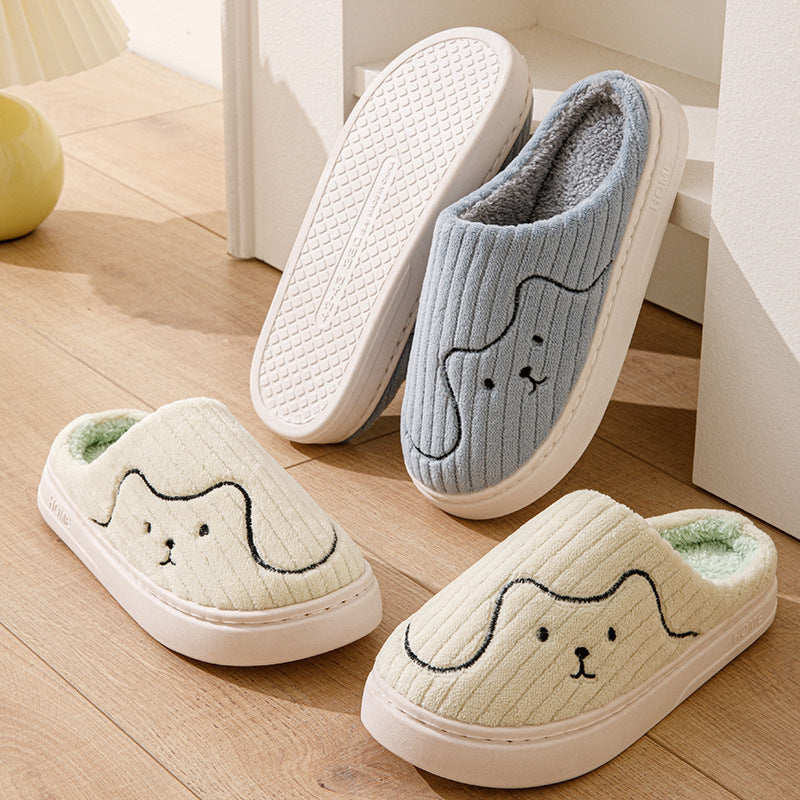 Indoor Couple Non-slip Floor Bedroom Slipper Winter Warm Plush House Shoes Women Men