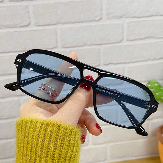 Retro Double Bridge Polygonal Sunglasses For Men And Women