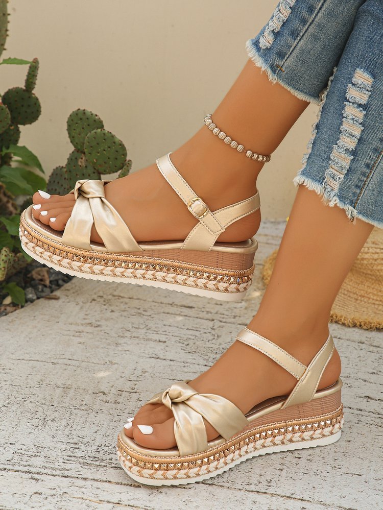 European And American Ladies Plus Size Rope Bottom Platform Sandals